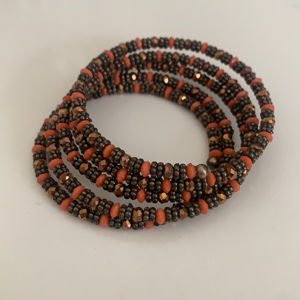 ⭐️Final Price⭐️ Coral and Bronze Wire Wrap Bracelet